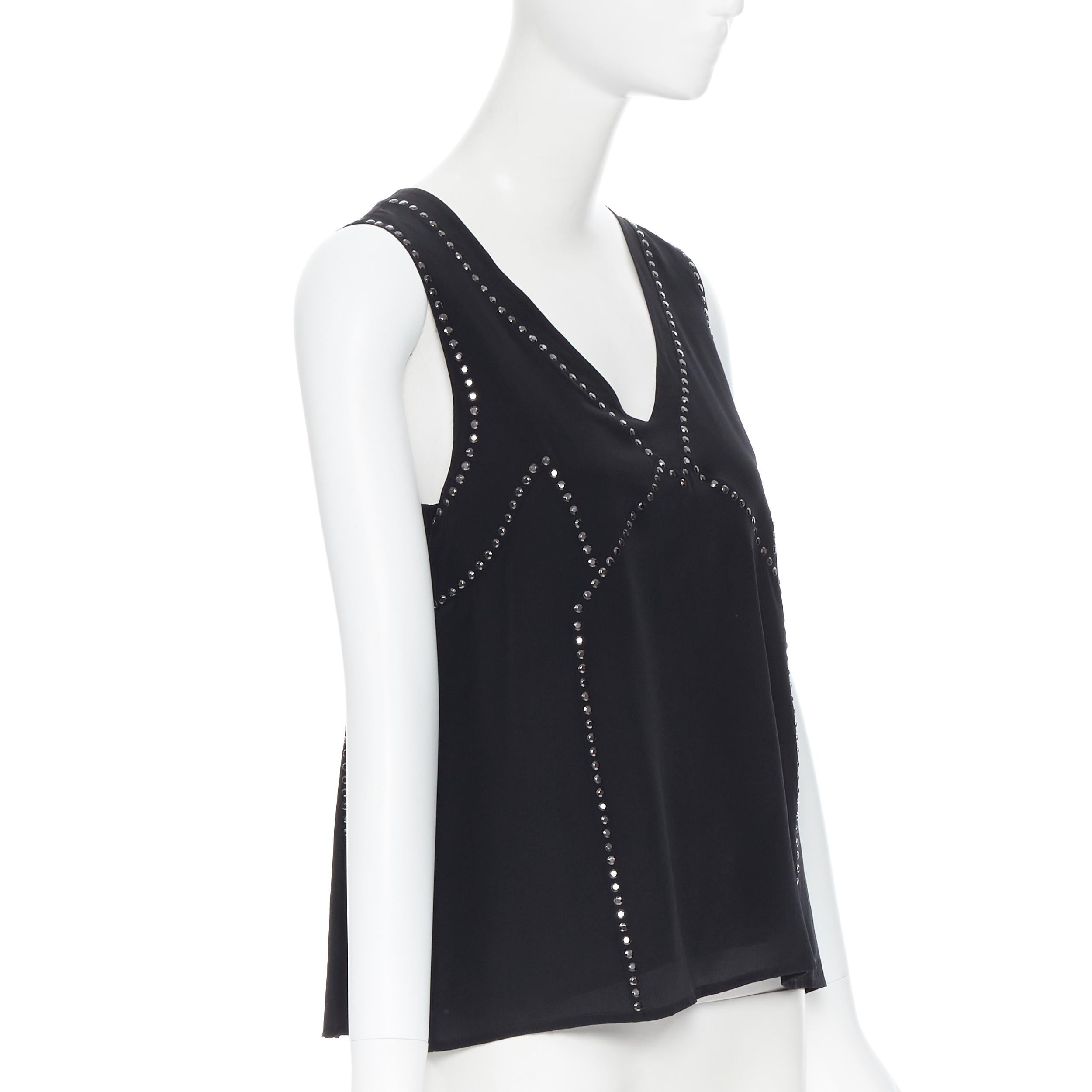 Black new MARC BY MARC JACOBS 100% black silk crystal embellished shell vest top S