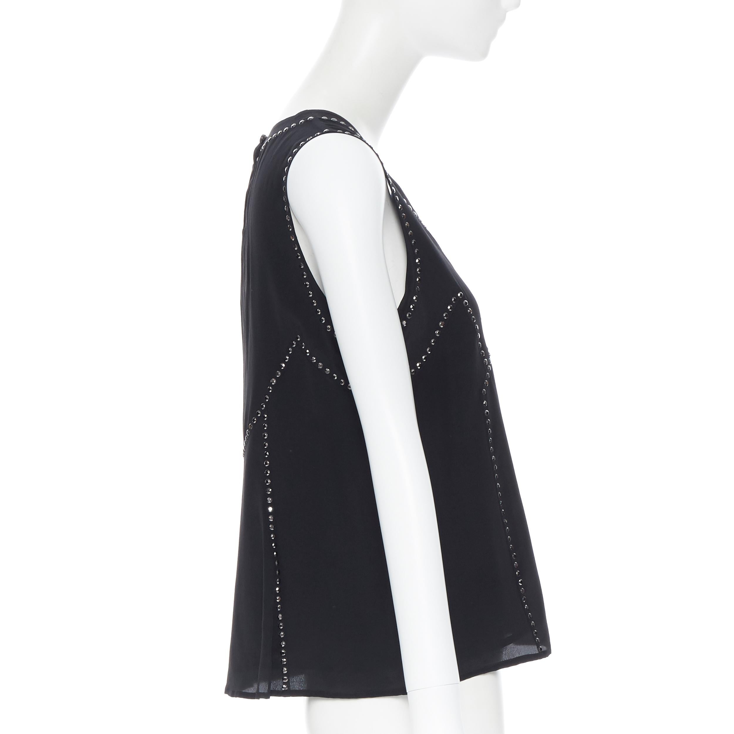 new MARC BY MARC JACOBS 100% black silk crystal embellished shell vest top S In New Condition In Hong Kong, NT