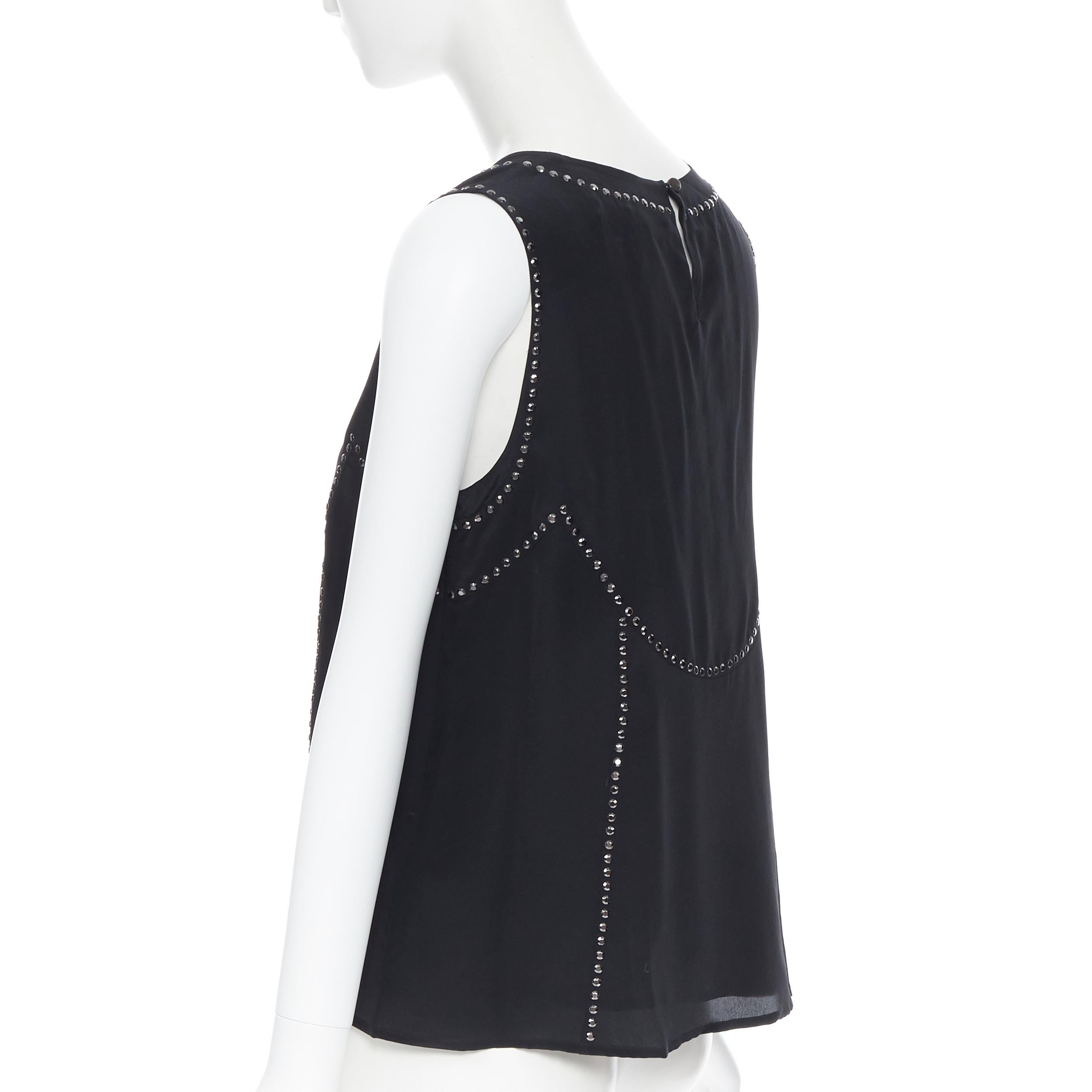 new MARC BY MARC JACOBS 100% black silk crystal embellished shell vest top S 1