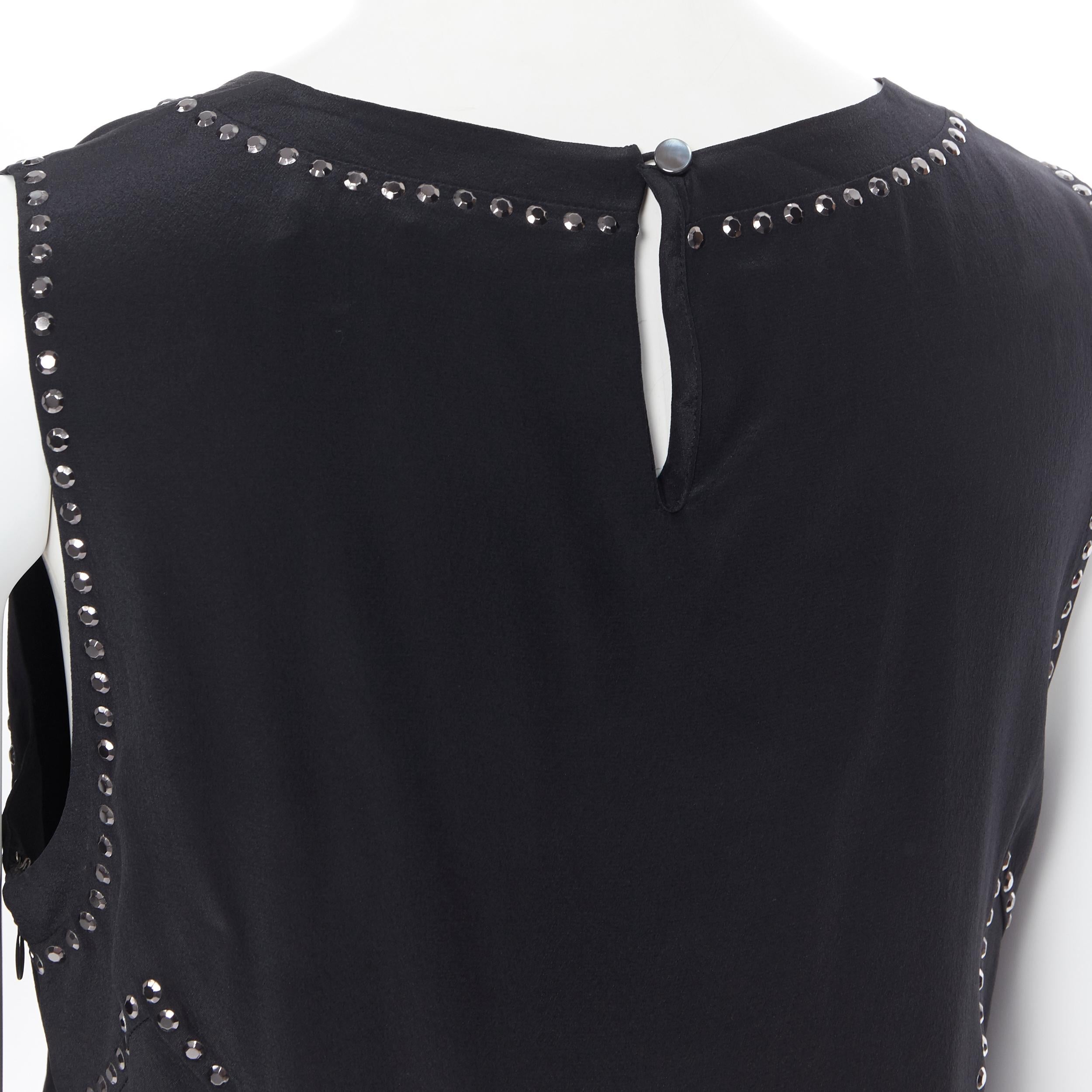 new MARC BY MARC JACOBS 100% black silk crystal embellished shell vest top S 2