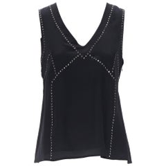 new MARC BY MARC JACOBS 100% soie noire gilet coquille orné de cristaux S