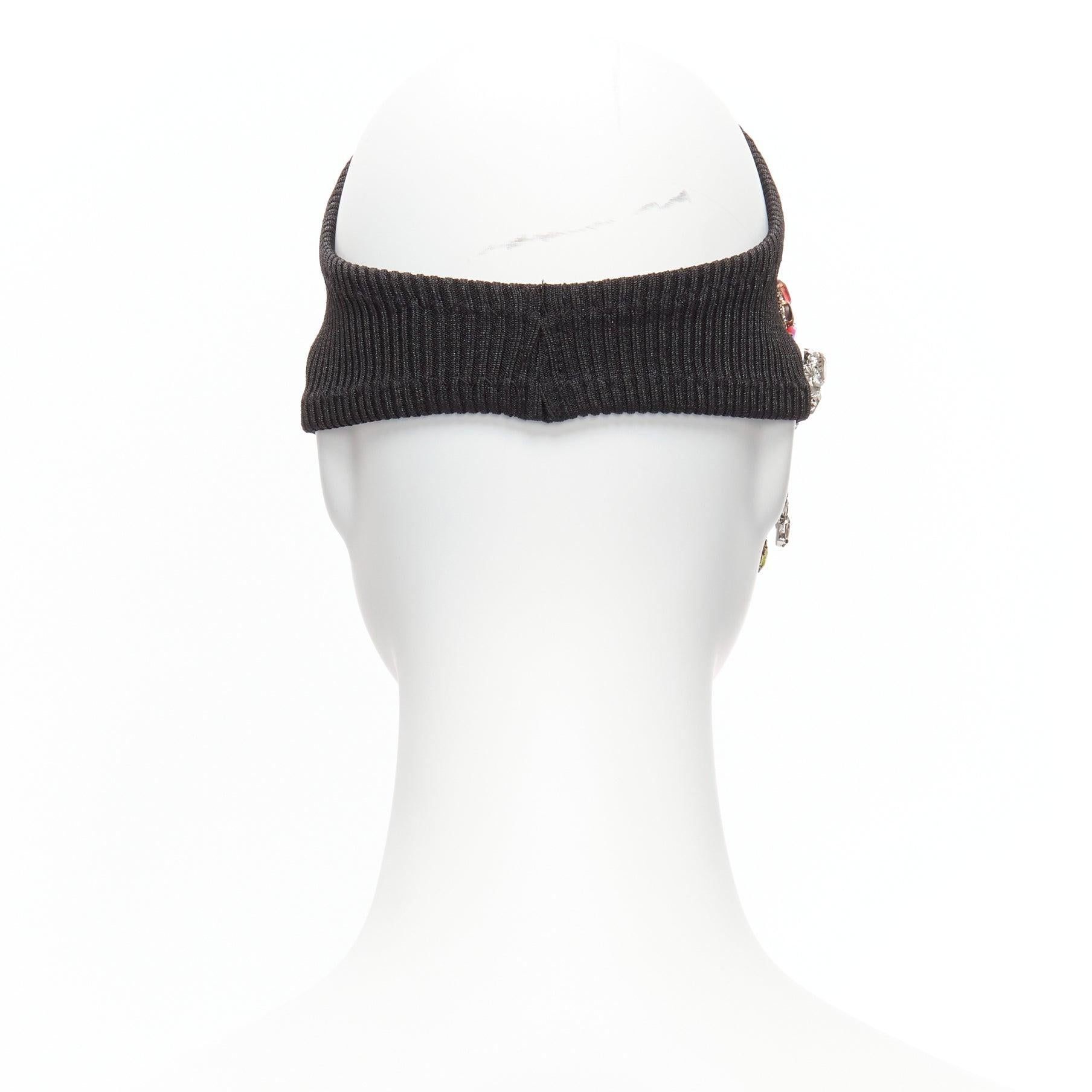 new MARINE SERRE Black Moon logo jewel brooch ribbed headband For Sale 1