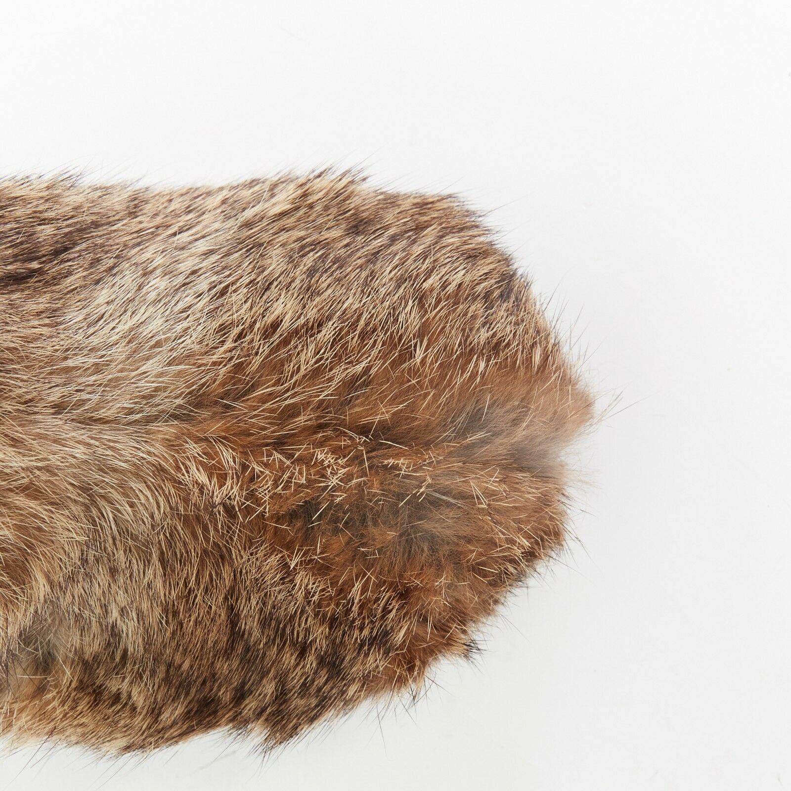 new MARNI brown genuine rabbit fur nylon strap buckle winter boot shoes EU36.5 In Good Condition In Hong Kong, NT