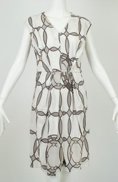 New Marni White, Gray Kaleidoscope Print V Neck Sack Dress – It 36-42 / M, 2000s