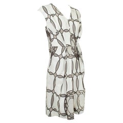 New Marni Weiß, Grau Kaleidoskop Druck V-Ausschnitt Sackkleid - It 36-42 / M, 2000s