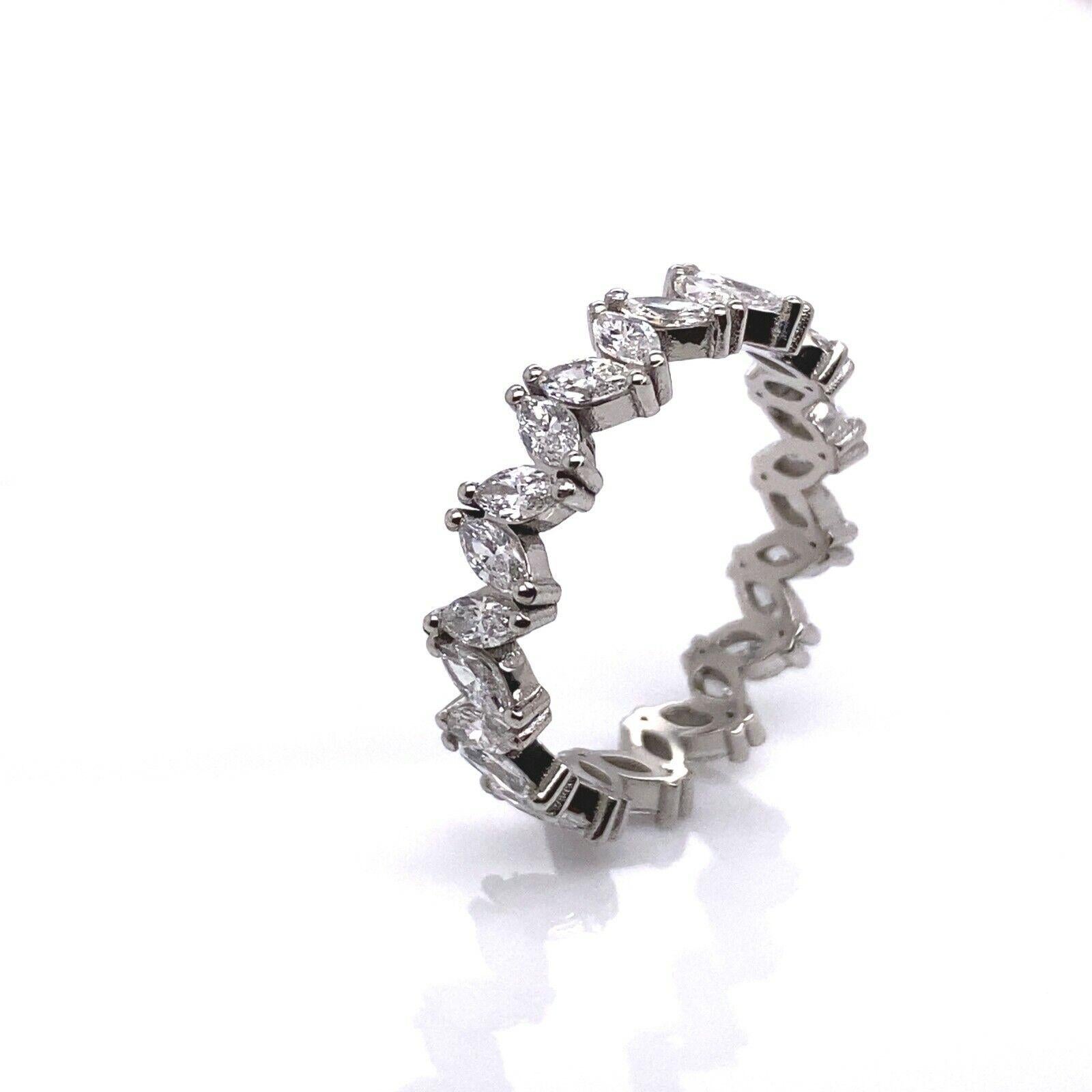 New Marquise Platinum Diamond Full Eternity Ring, Set with 3.60ct of Diamonds.

Additional Information:
Total Diamond Weight: 0.3.60ct
Diamond Colour: F
Diamond Clarity: VS
Width of Band : 4.8mm
Total  Weight: 4.4g
Ring Size: P
SMS5075