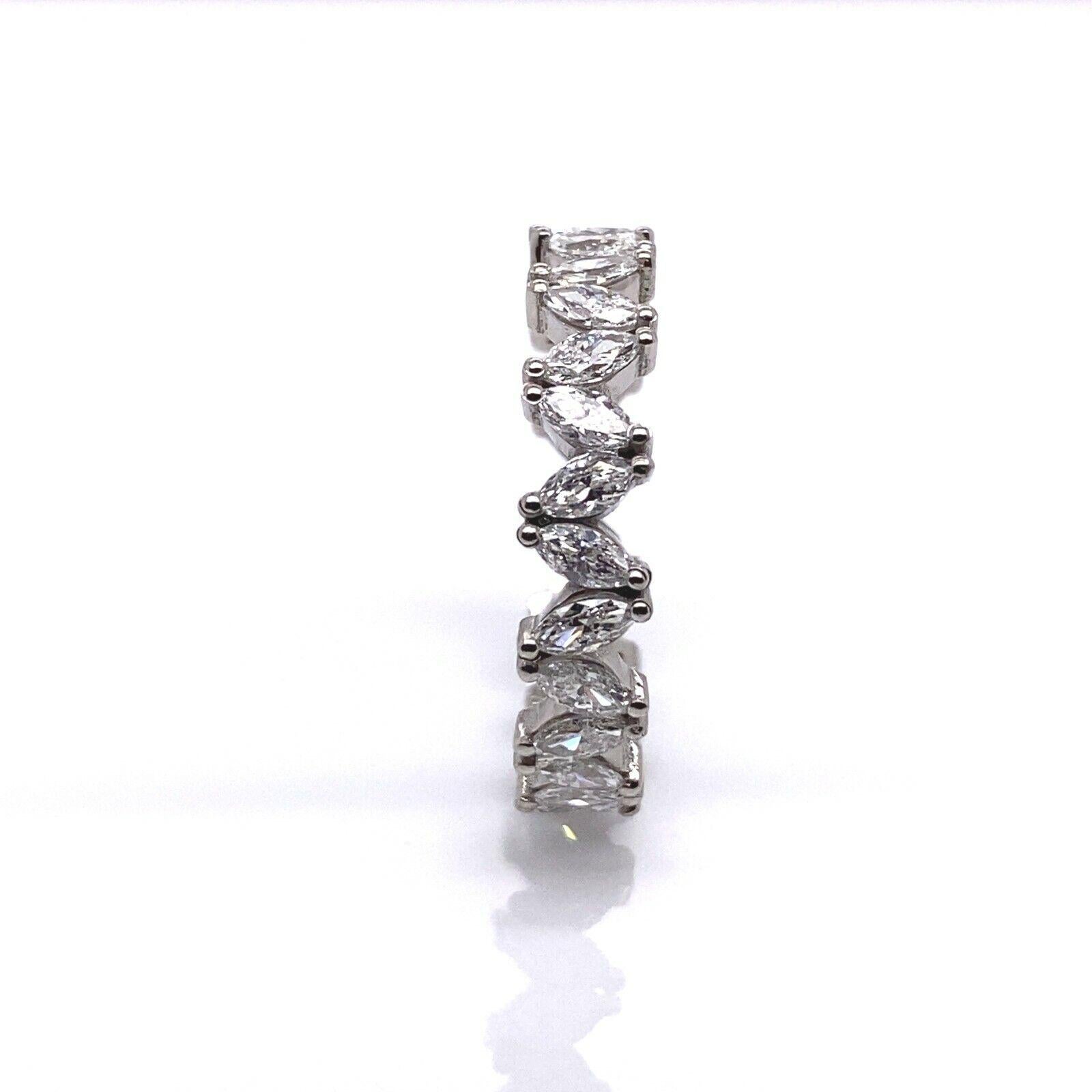 Marquise Cut New Marquise Platinum Diamond Full Eternity Ring Set with 3.60ct of Diamonds For Sale