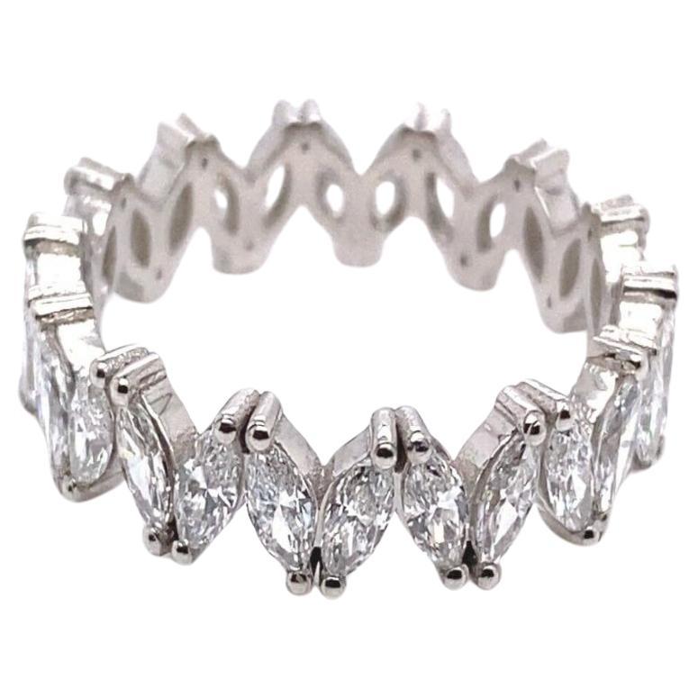 New Marquise Platinum Diamond Full Eternity Ring Set with 3.60ct of Diamonds For Sale