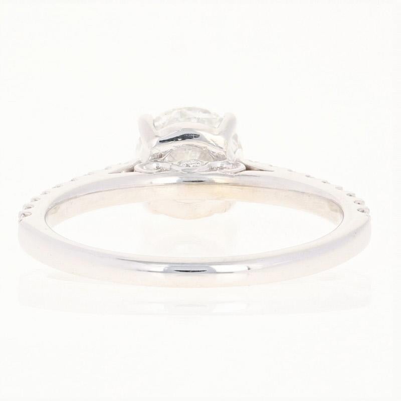 Round Cut Martin Flyer Diamond Ring, 14 Karat Gold and Platinum Round 1.30 Carat