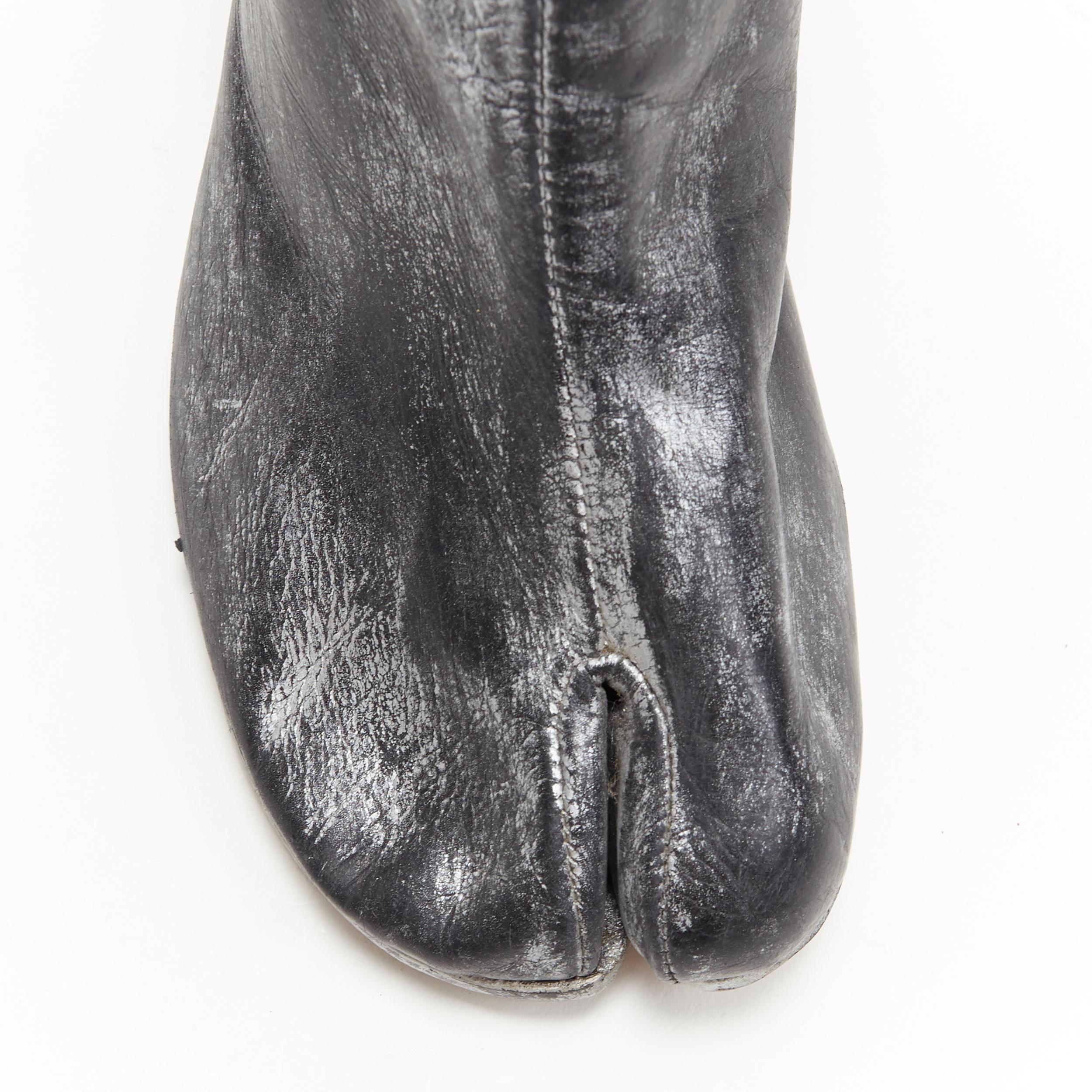 new MARTIN MARGIELA 1990's Vintage black silver handpainted tabi boot EU39 In New Condition For Sale In Hong Kong, NT