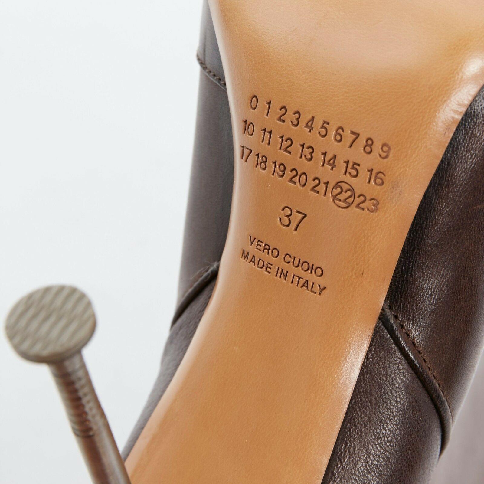 new MARTIN MARGIELA brown leather nail heel ankle boot shoe EU37 US7 2