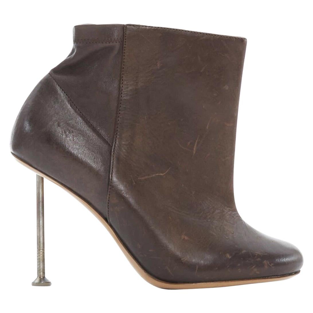 new MARTIN MARGIELA brown leather nail heel ankle boot shoe EU37 US7 at  1stDibs | maison margiela nail boots
