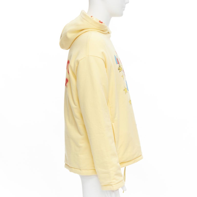 new MARTINE ROSE 2020 Promising Britain yellow heavy cotton reversible  hoodie For Sale at 1stDibs