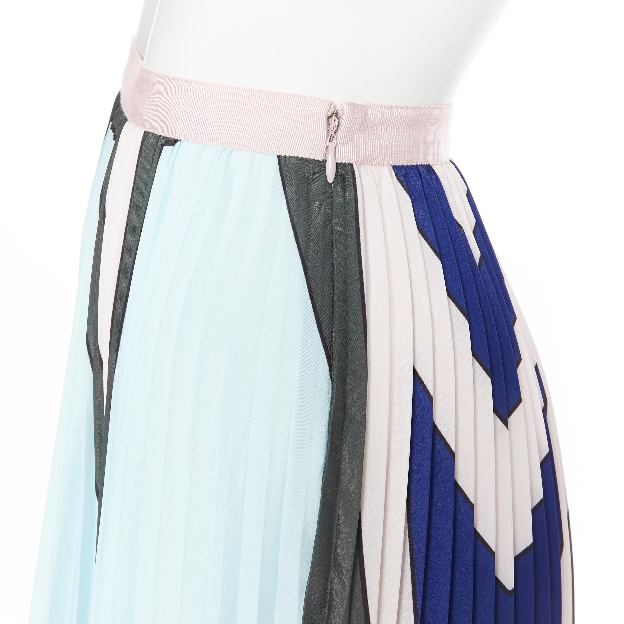 new MARY KATRANTZOU green blue abstract print pleated midi skirt IT40 24