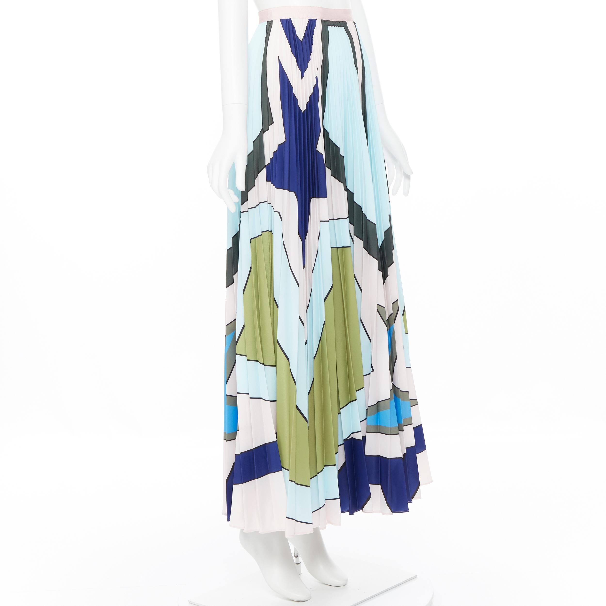 nuevo MARY KATRANTZOU verde azul estampado abstracto falda midi plisada IT40 24