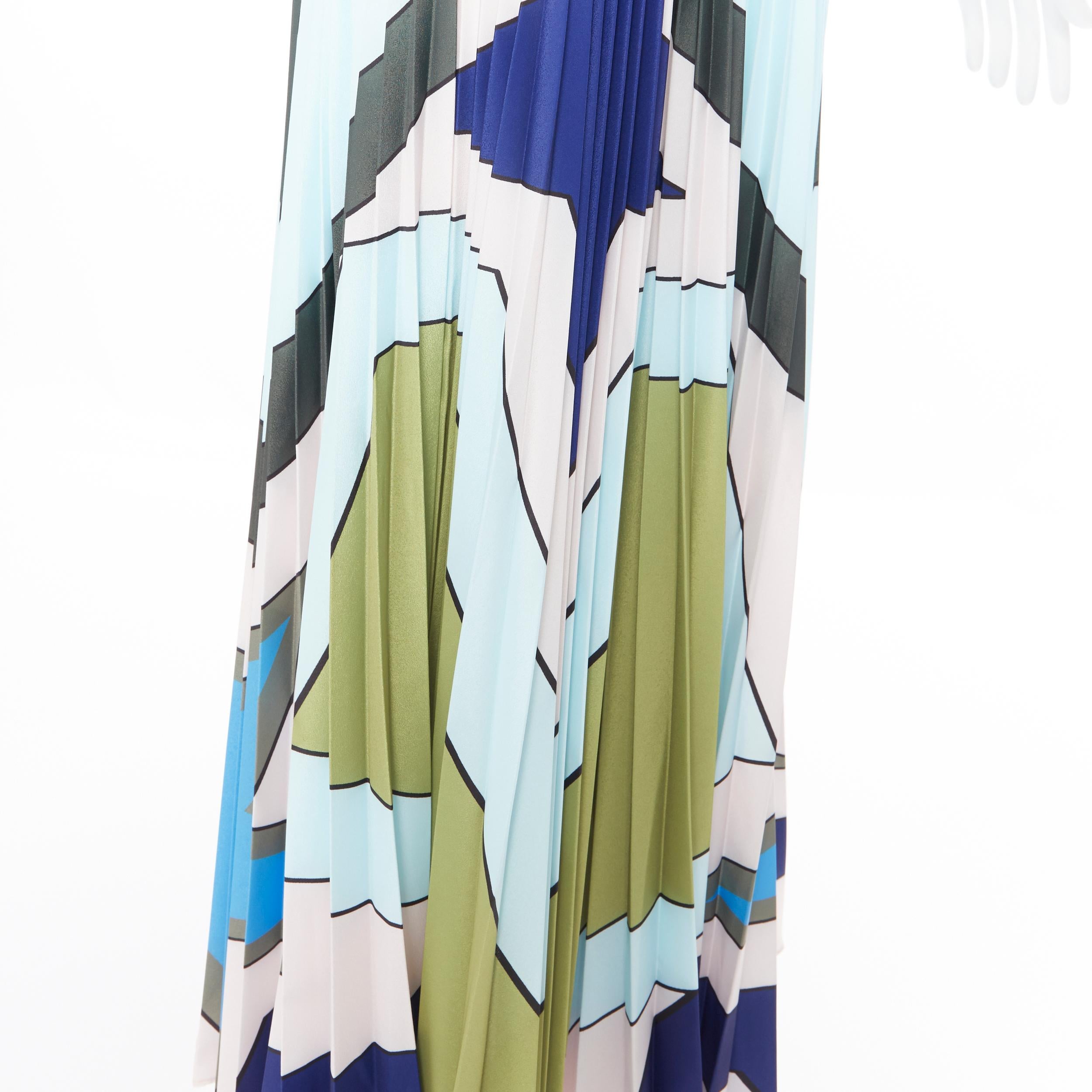 nuevo MARY KATRANTZOU verde azul estampado abstracto falda midi plisada IT40 24