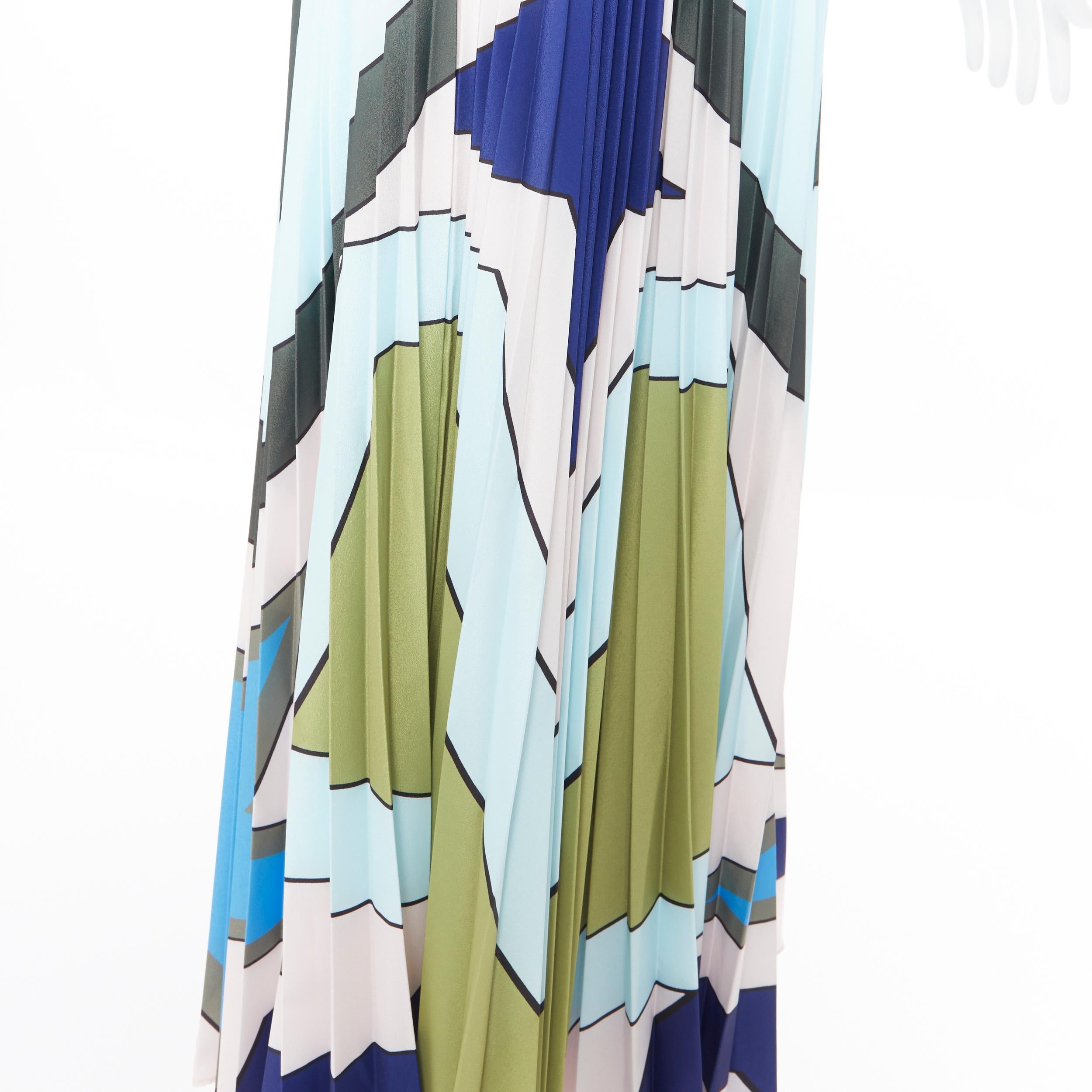 new MARY KATRANTZOU green blue abstract print pleated midi skirt IT40 24