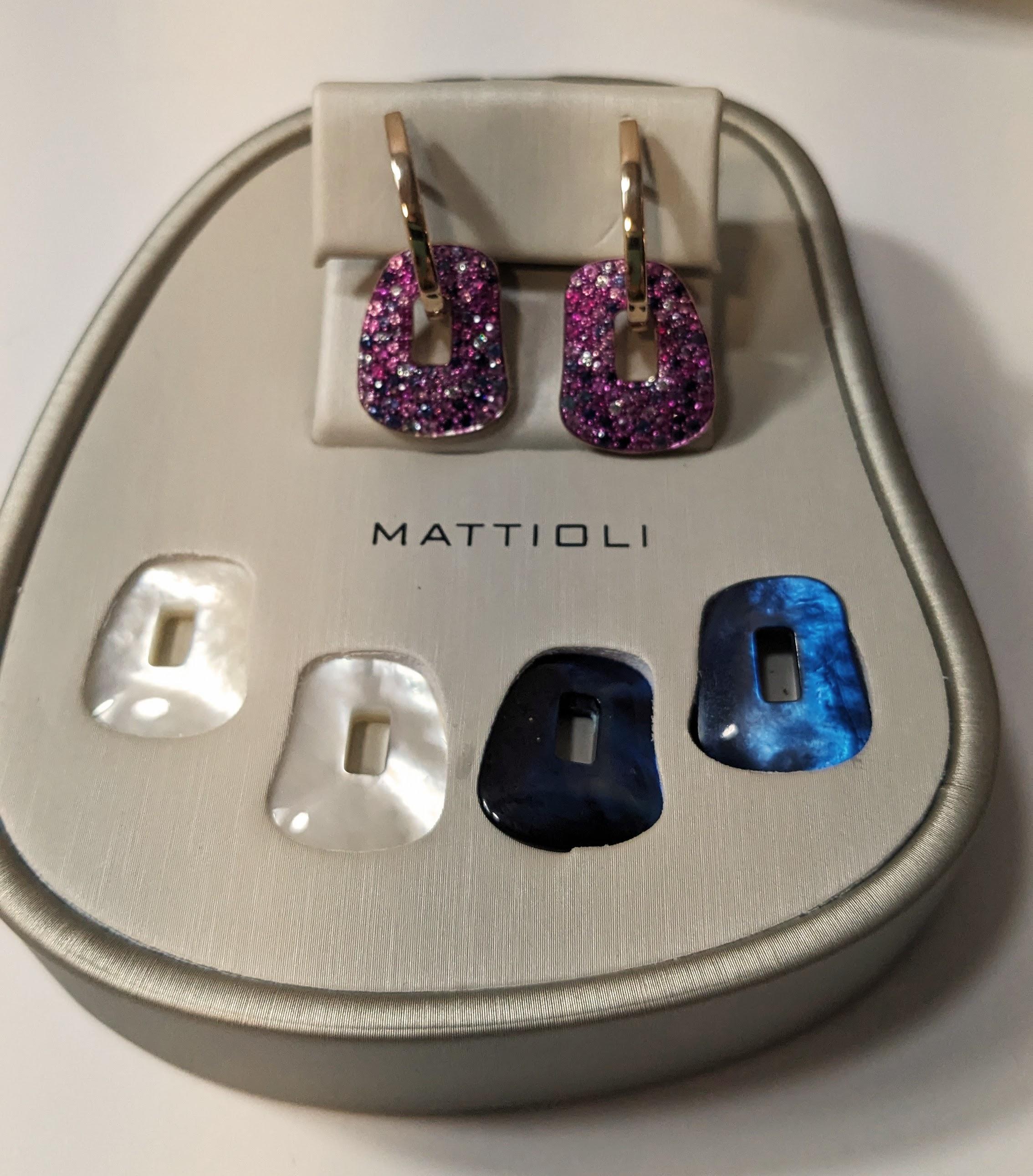 New Mattioli Puzzle Arlecchino Small Earrings 18K  Or, diamants et shapphirs Pour femmes en vente