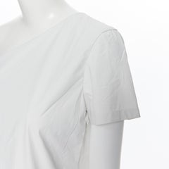 new MAX MARA white coated cotton one shoulder asymmetric top S