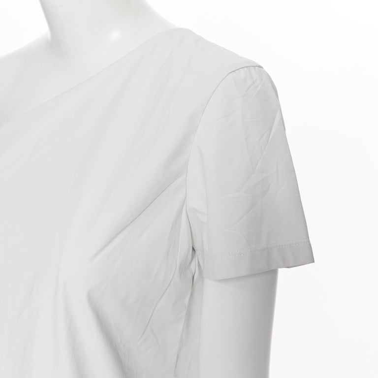 new MAX MARA white coated cotton one shoulder asymmetric top S For Sale at  1stDibs