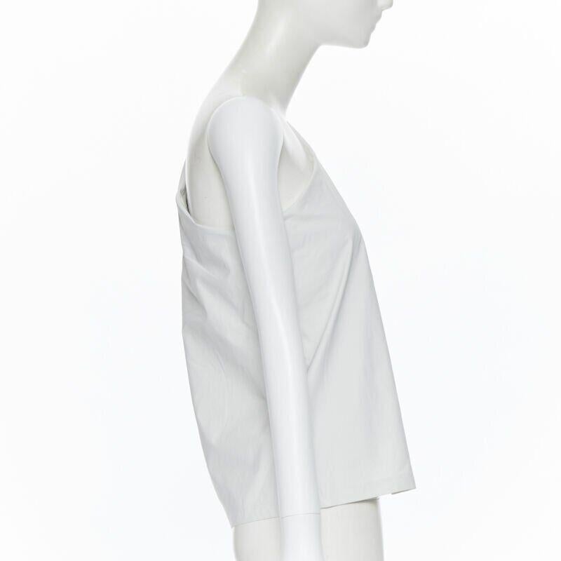 new MAX MARA white coated cotton one shoulder asymmetric top S In New Condition For Sale In Hong Kong, NT