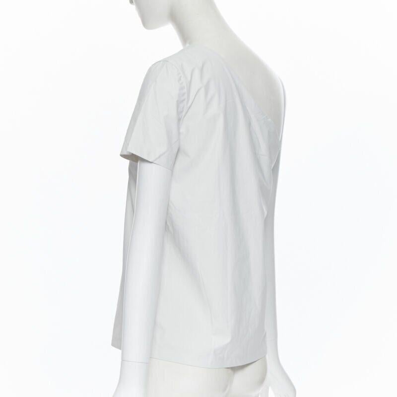 new MAX MARA white coated cotton one shoulder asymmetric top S For Sale 1