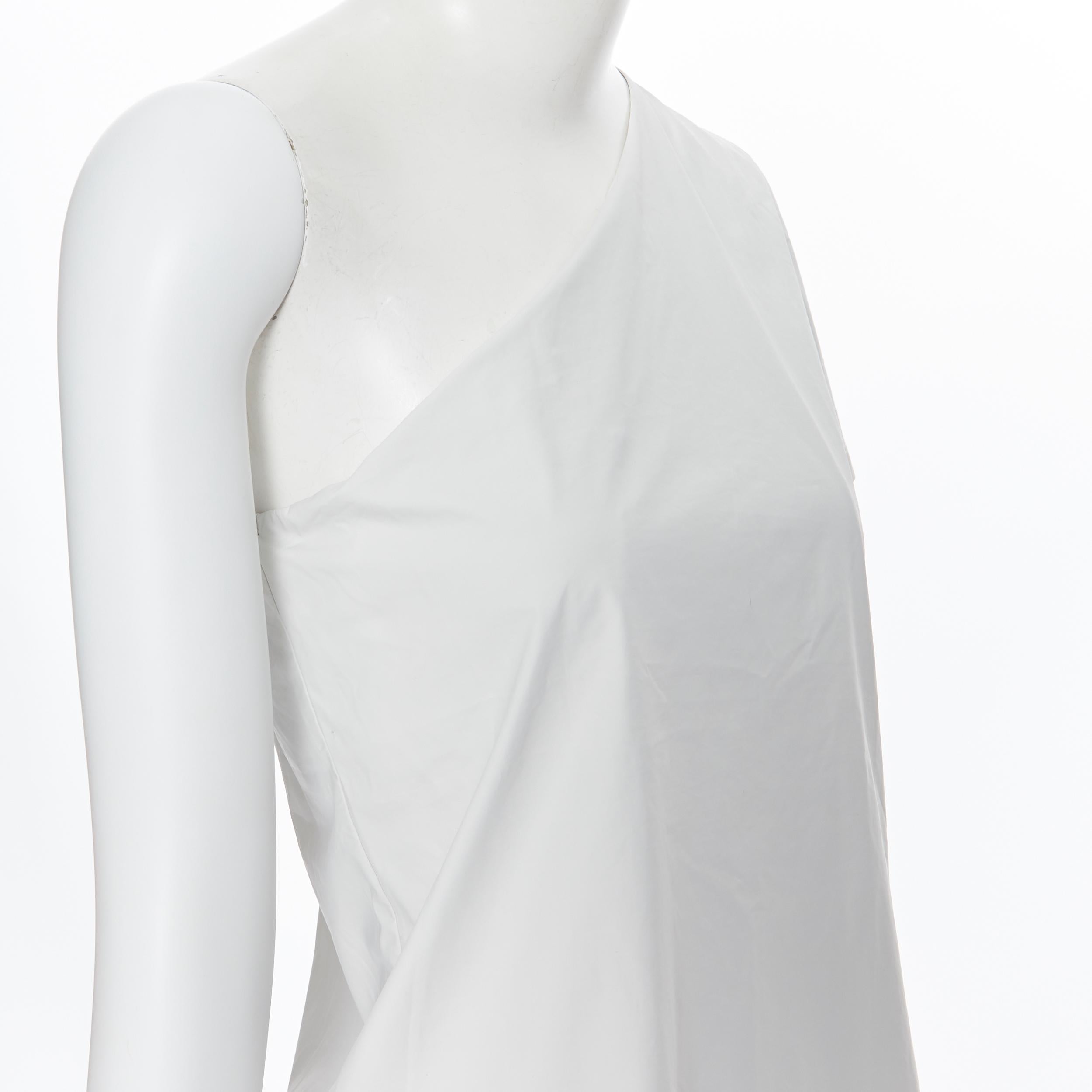new MAX MARA white coated cotton one shoulder asymmetric top S In New Condition In Hong Kong, NT