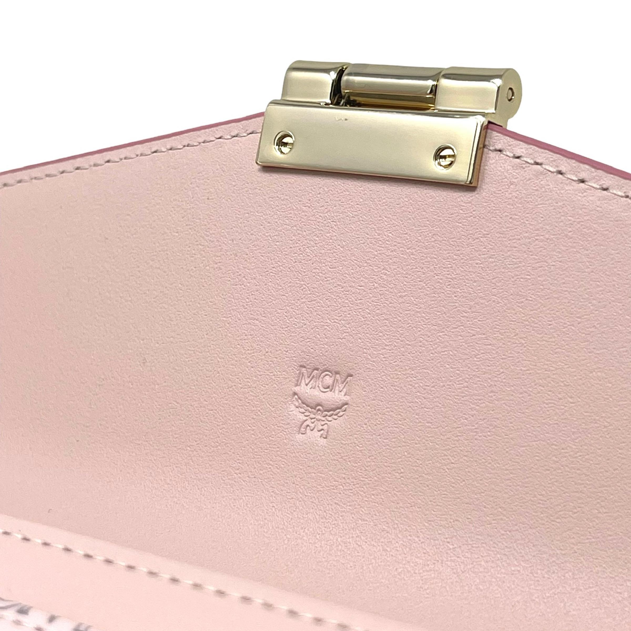 NEU MCM Rosa Tracy Monogramm Logo Leder Geldbörse an Kette Crossbody Bag im Angebot 10