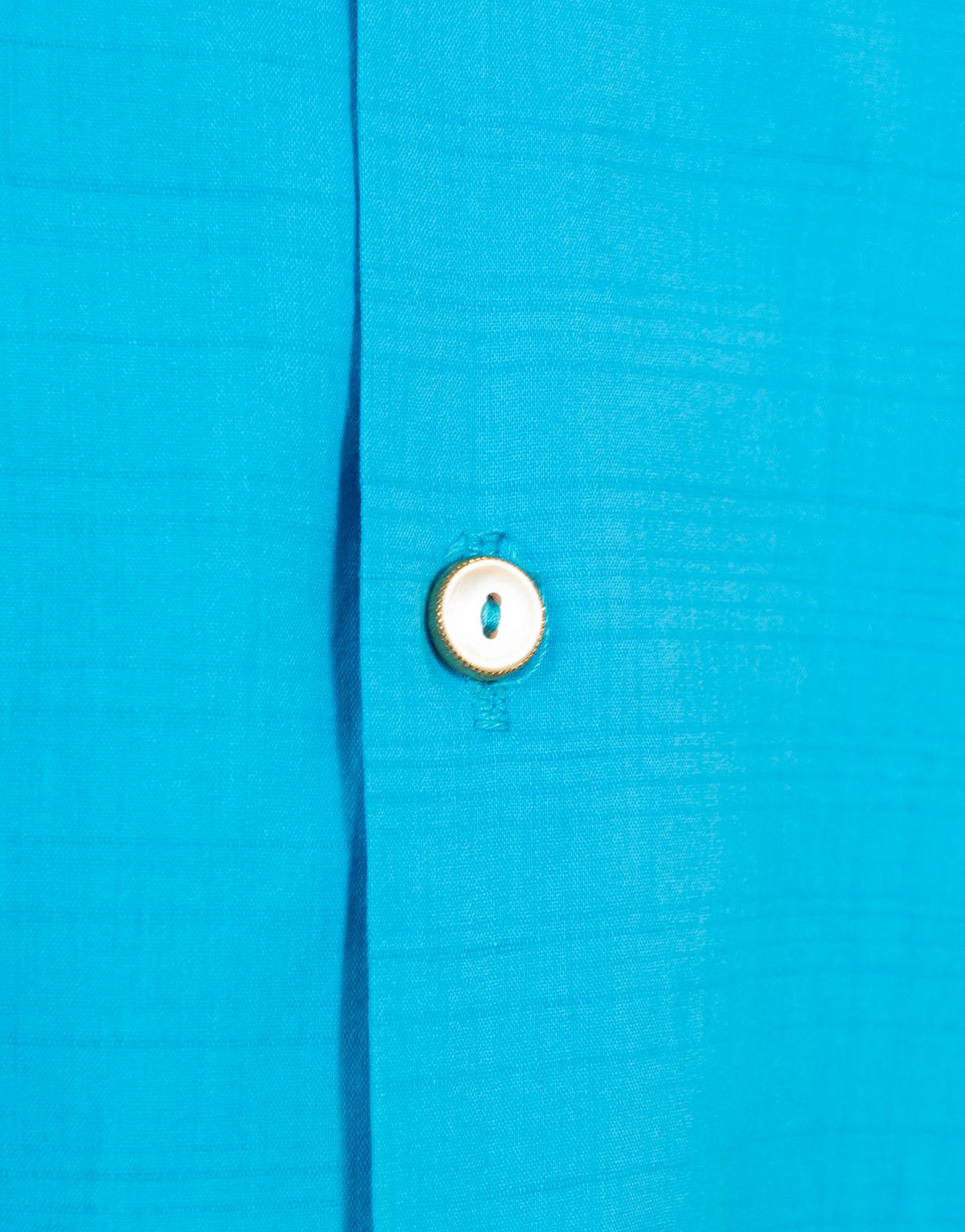 New Men's Turquoise Iolani Sportswear Hawaiian Footprint Surf Shirt - S, 1950s In New Condition For Sale In Tucson, AZ
