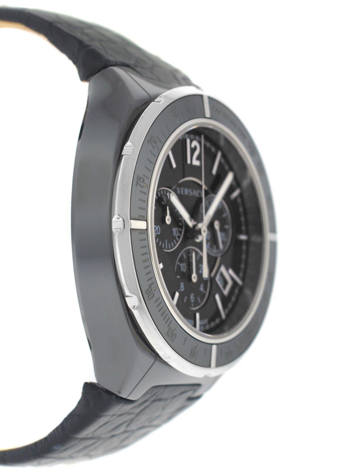 Modern New Men’s Versace DV One Steel Ceramic Chrono Quartz Watch For Sale