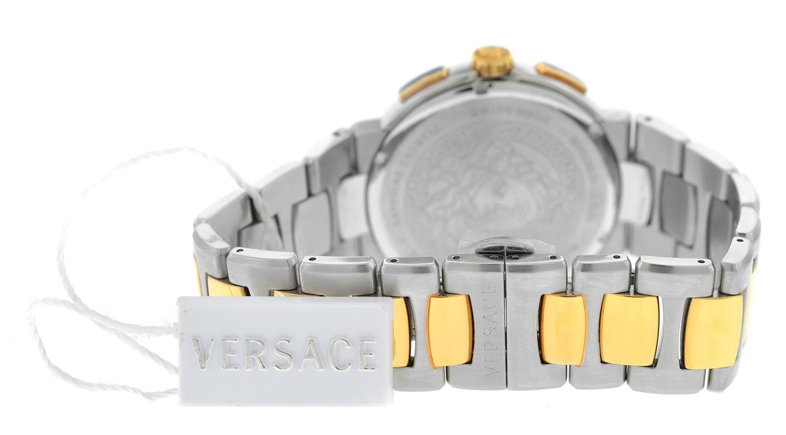 Modern New Men's Versace Mystique Sport Steel Chrono Quartz Watch For Sale