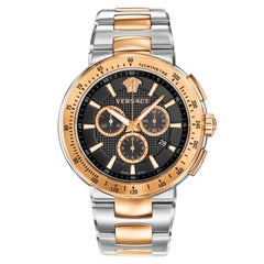 Montre à quartz chrono en acier Versace Mystique Sport pour hommes, état neuf