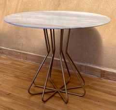 New Metal Fleur Side Table with White Marble Top, Indoor and Outdoor