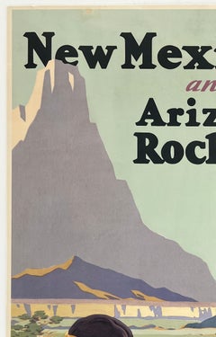NEW MEXICO & ARIZONA ROCKIES - TRAVEL BY TRAIN Original Vintage Railroad Poster
