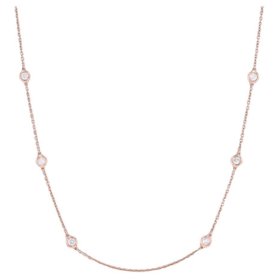 New Michael Christoff 1.20ctw Diamond Station Necklace 14k Rose Gold 18" For Sale