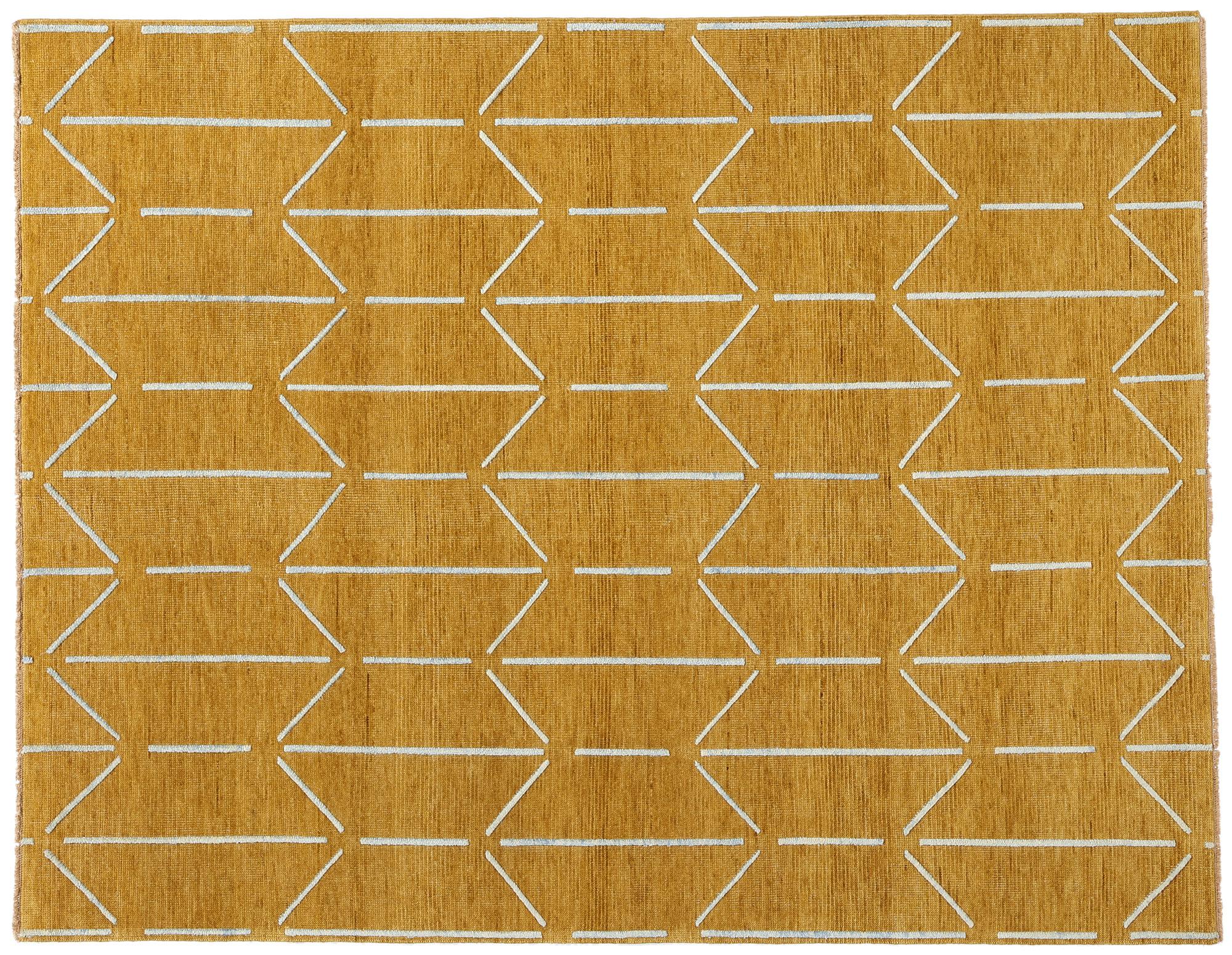 New Midcentury Modern Gold Geometric High-Low Carpet im Angebot 2