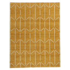 New Midcentury Modern Gold Geometric High-Low Carpet