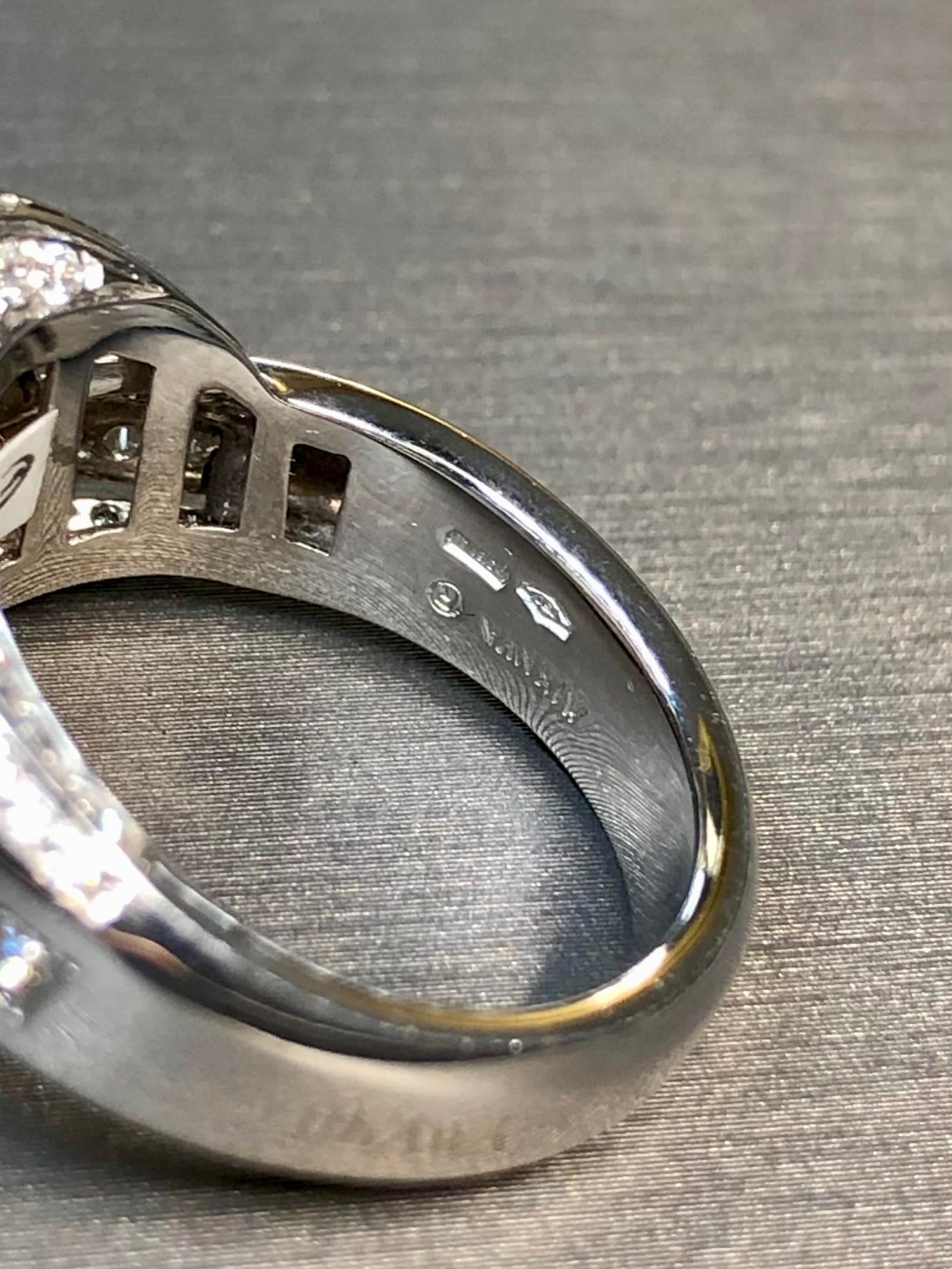 Women's or Men's NEW Mikawa For Damiani 18K White Gold Diamond Pearl Bypass Cocktail Ring 2.40ctw For Sale