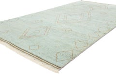 New Mint Whisper Diamonds Contemporary Moroccan Area Rug