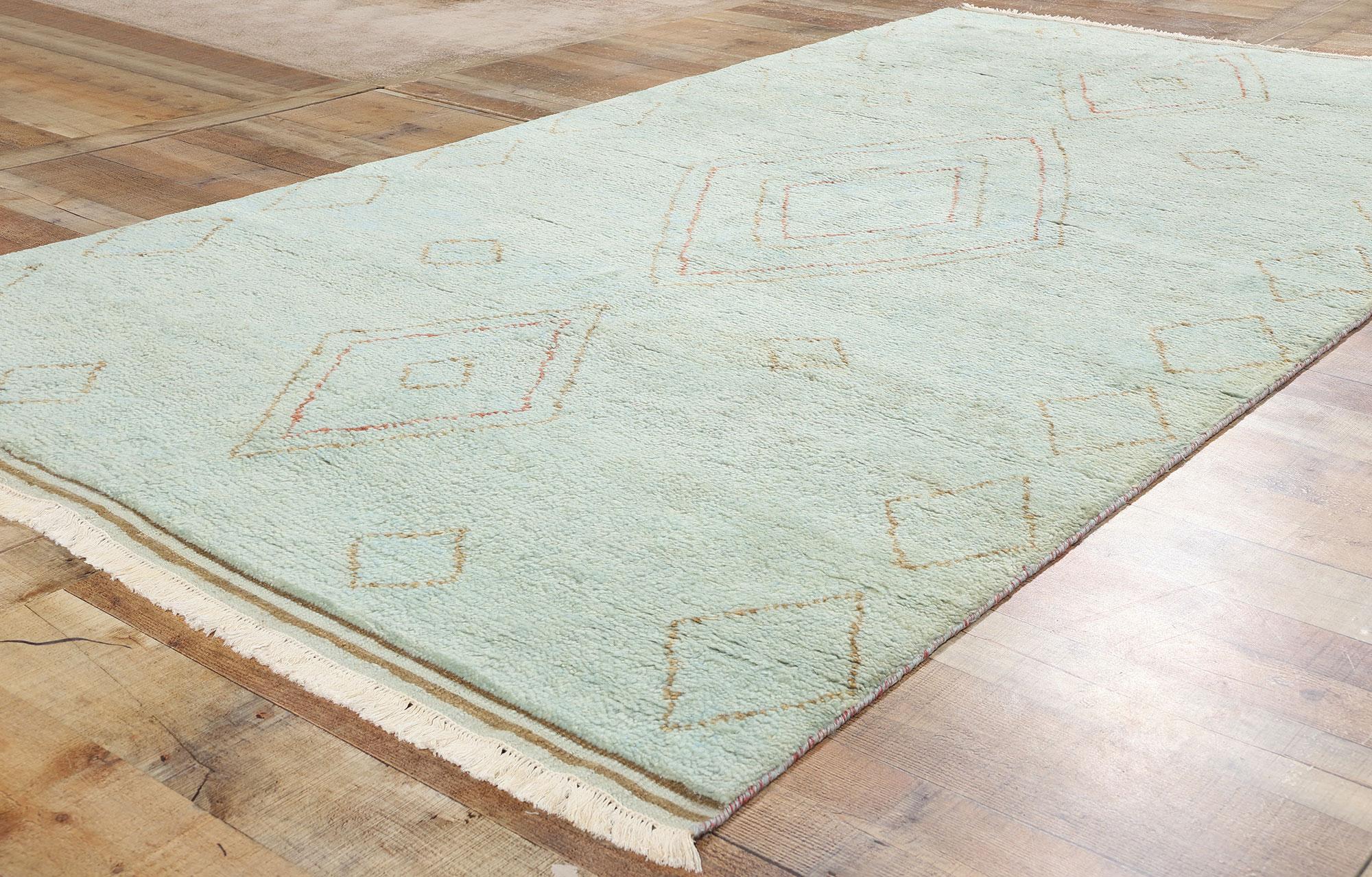 New Mint Whisper Diamonds Contemporary Moroccan Area Rug (21. Jahrhundert und zeitgenössisch) im Angebot