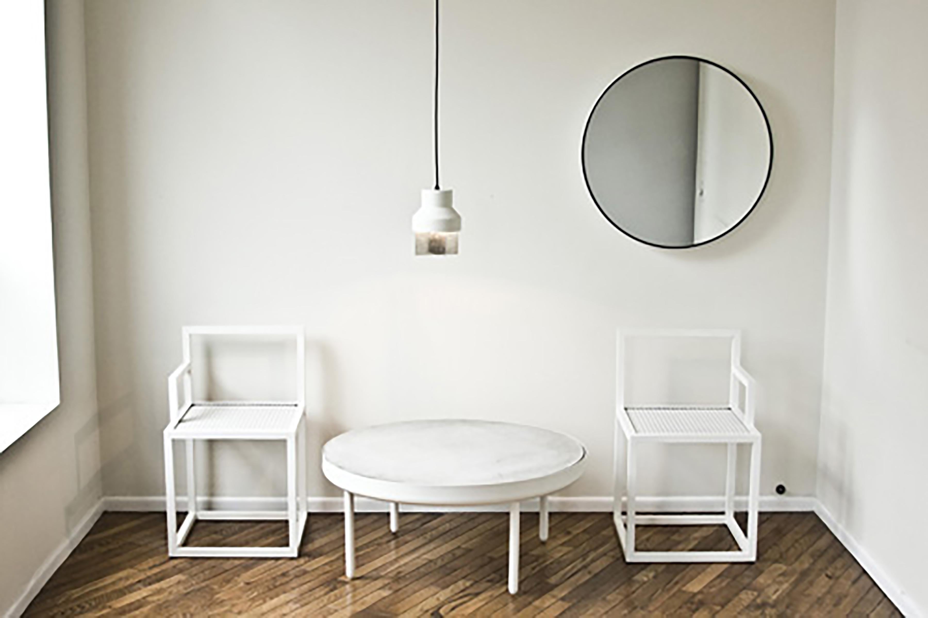Minimalist New Mirror by Jonathan Nesci in Spun and Coated Aluminum and Mirrored Glass For Sale