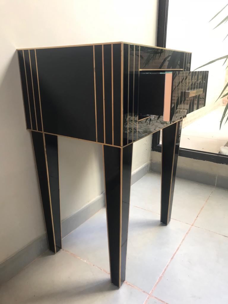 New Mirrored Nightstand in Black Mirror and Chrome, Price Per 1 Item For Sale 3