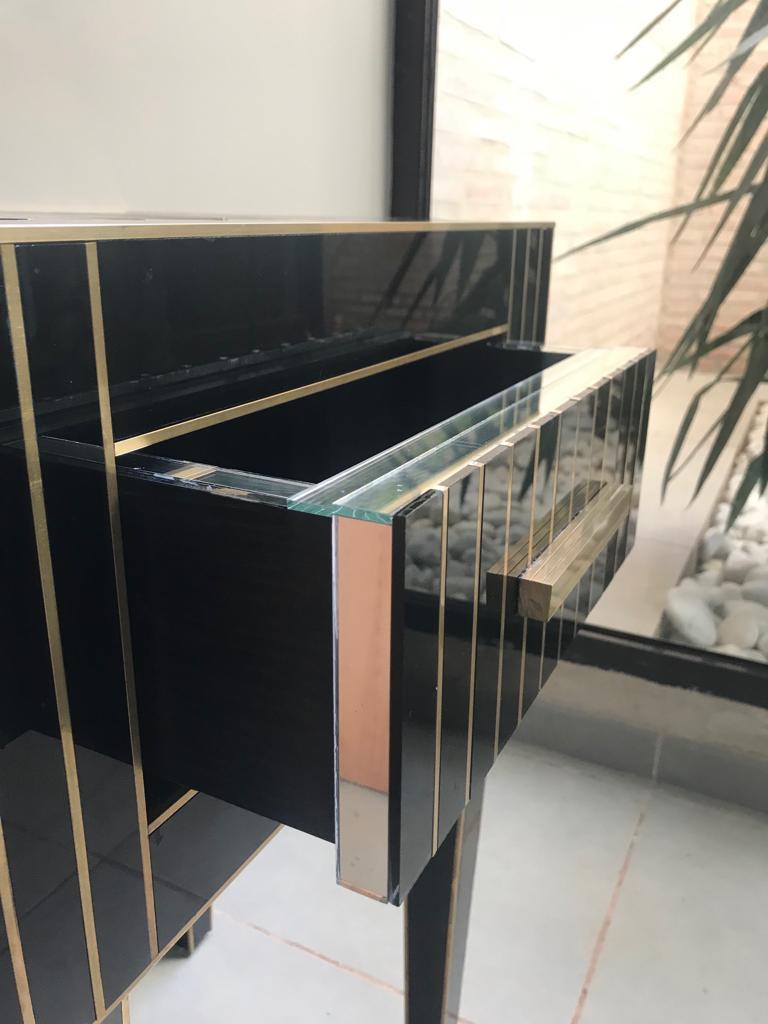 New Mirrored Nightstand in Black Mirror and Chrome, Price Per 1 Item