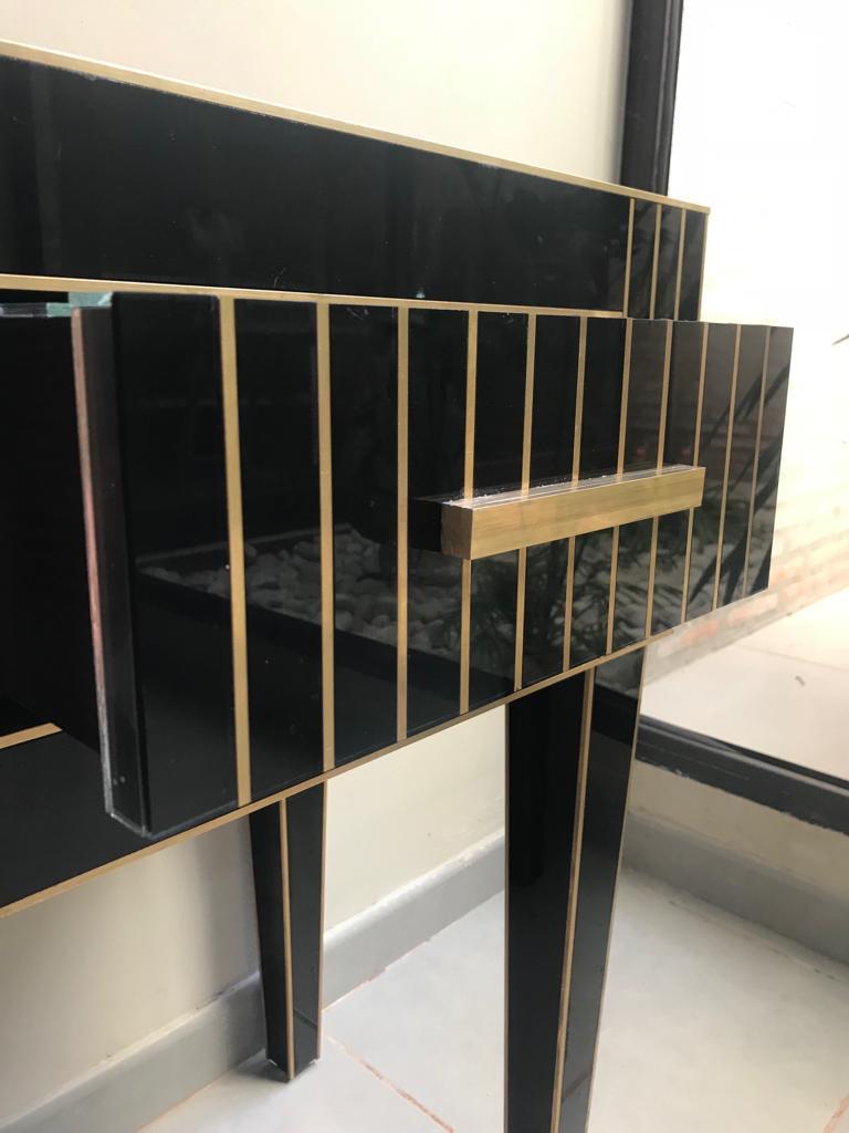 New Mirrored Nightstand in Black Mirror and Chrome, Price Per 1 Item