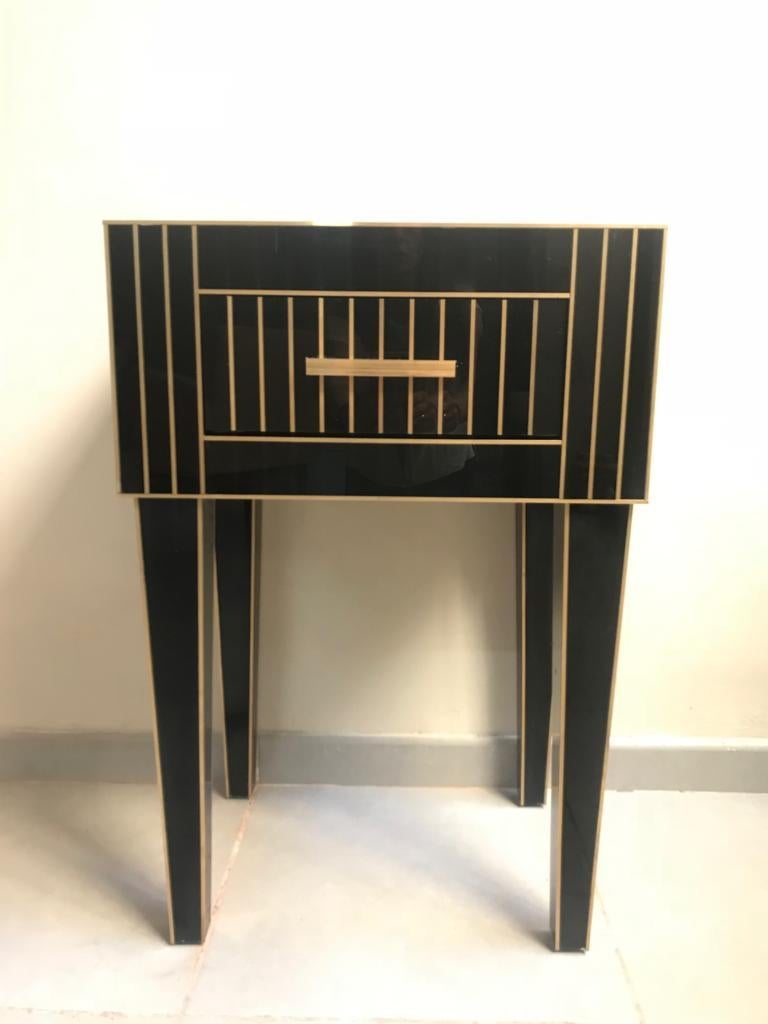 New Mirrored Nightstand In Black Mirror And Chrome Price Per 1