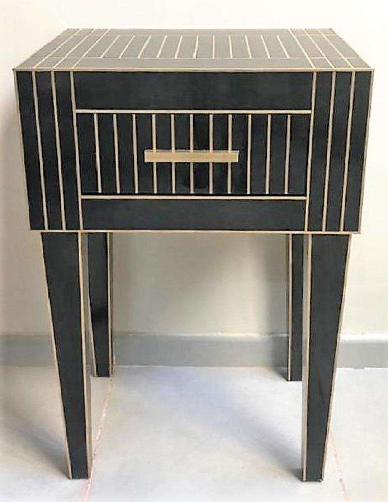 Art Deco New Mirrored Nightstand in Black Mirror and Chrome, Price Per 1 Item For Sale