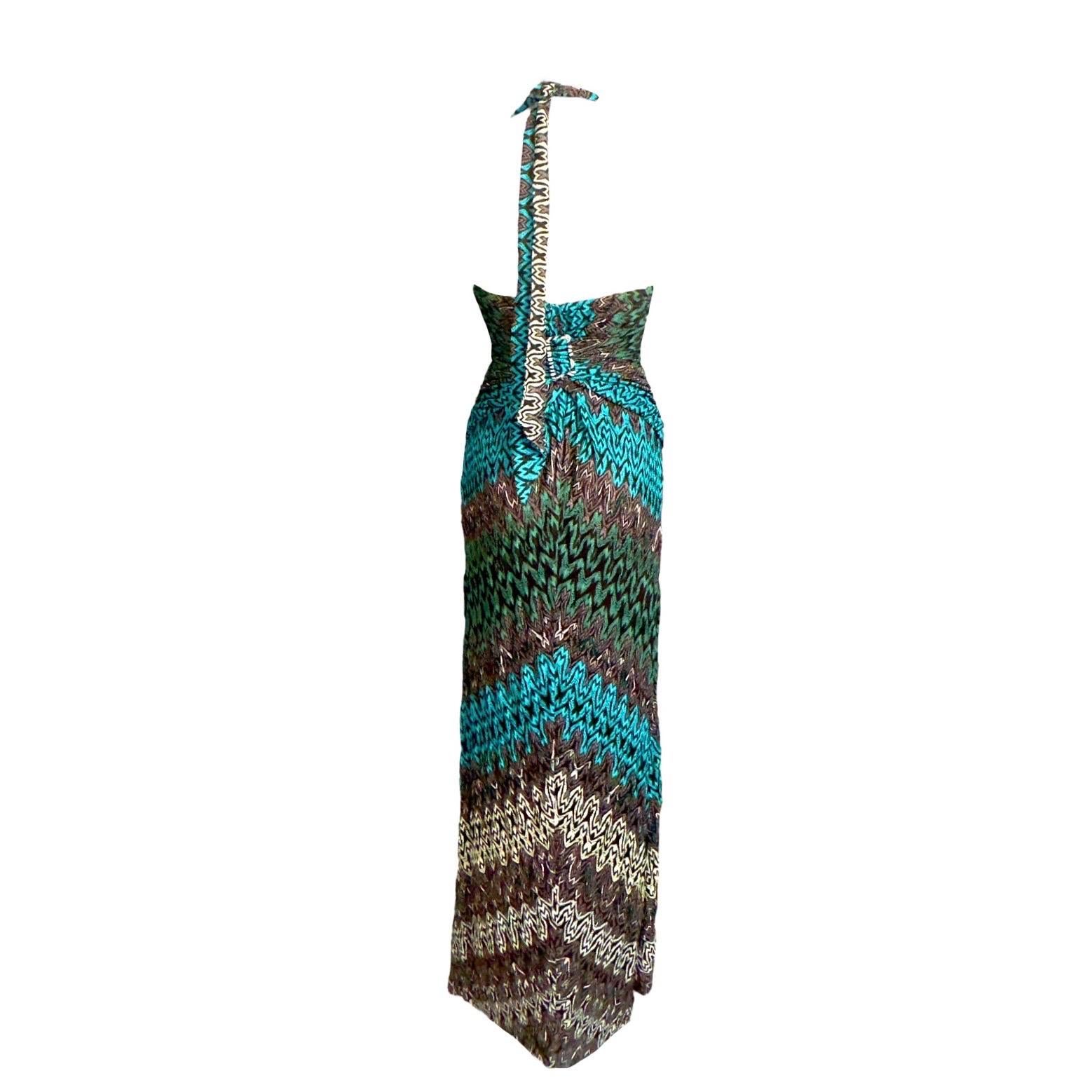 Women's NEW Missoni 2PC Dramatic Deep Neck Crochet Knit Evening Dress Gown & Cardigan 40 For Sale