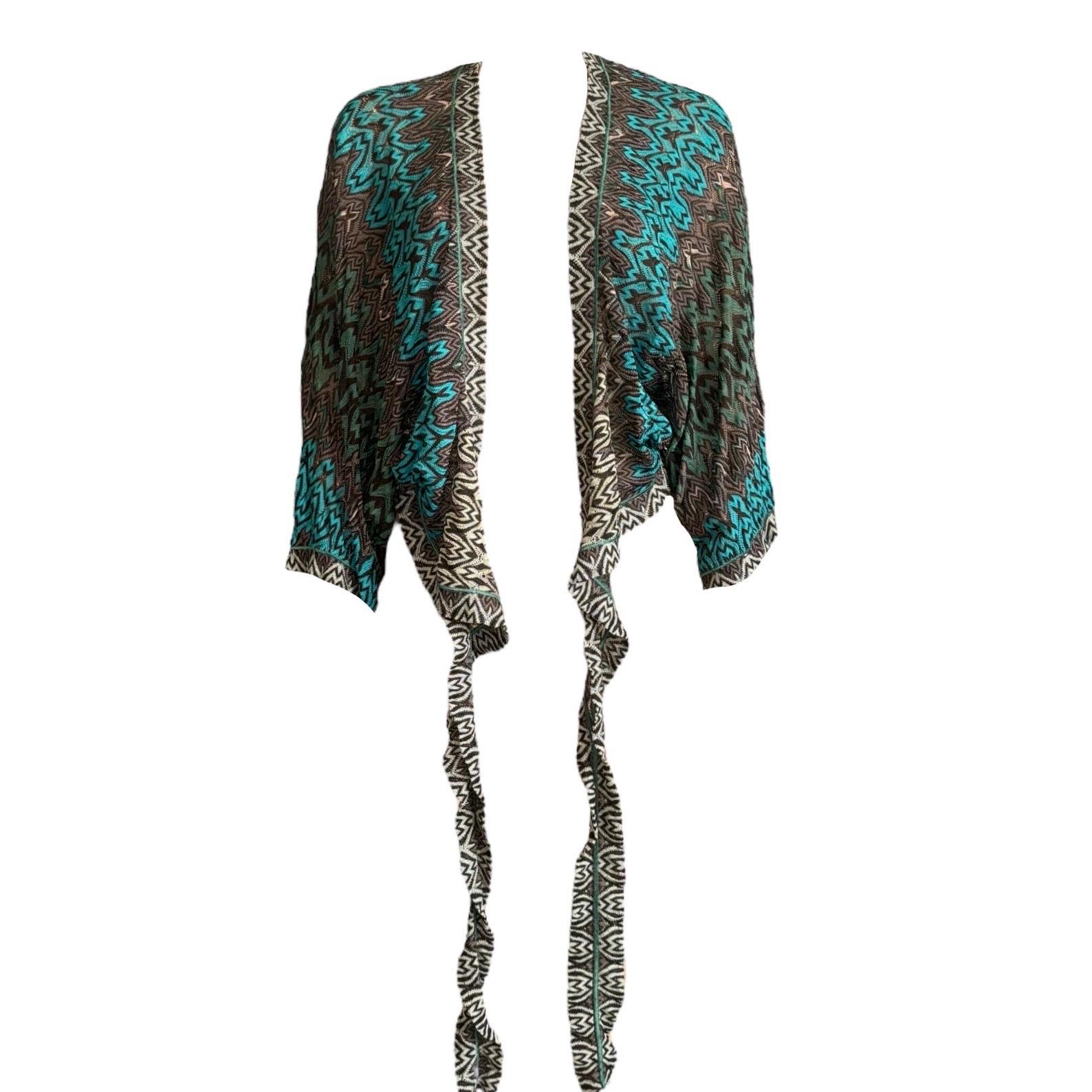 Women's NEW Missoni 2PCS Dramatic Deep Neck Crochet Knit Evening Dress Gown Cardigan 40 For Sale