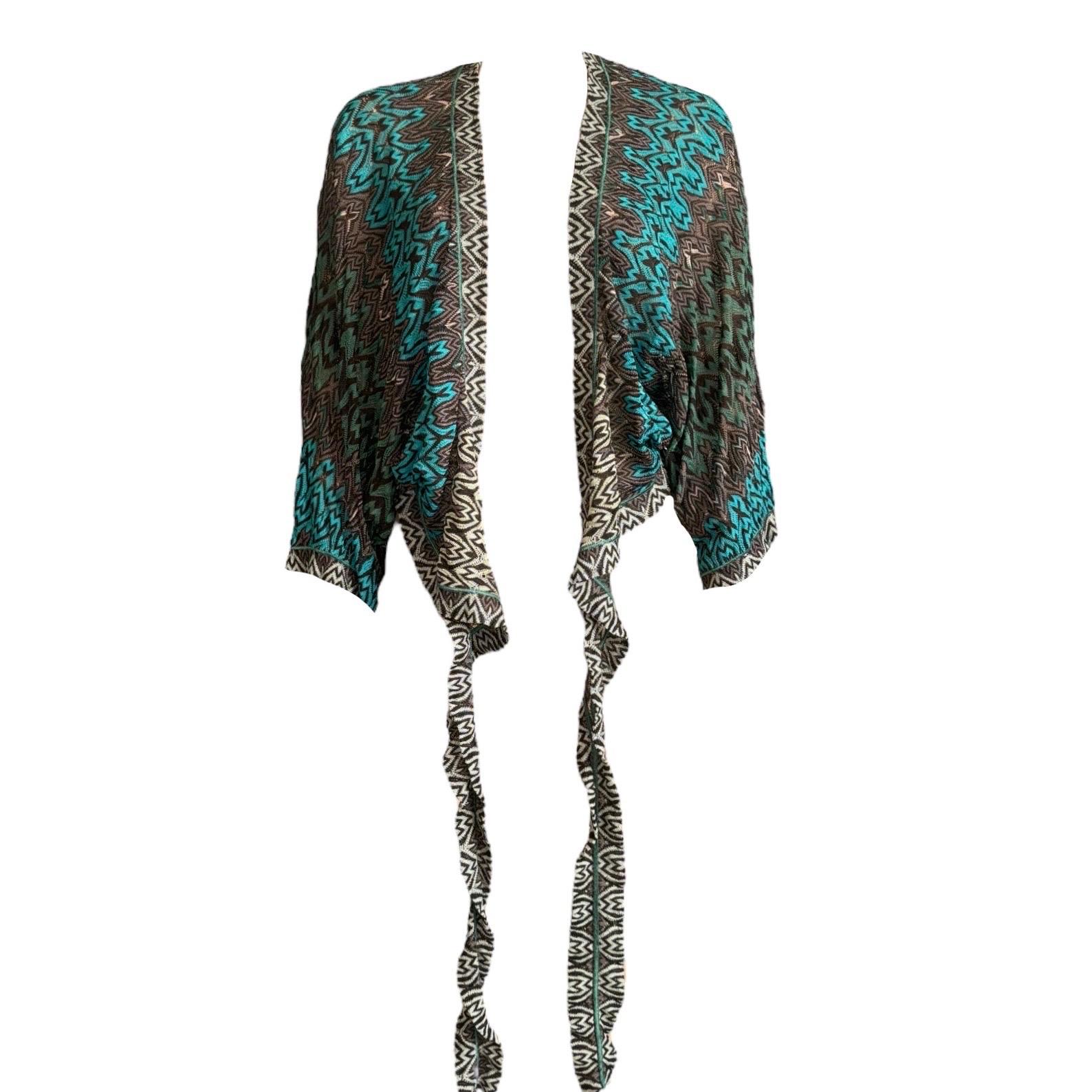 Missoni 2PC Dramatic Robe de soirée et cardigan en maille crochet à col profond 40 Pour femmes en vente