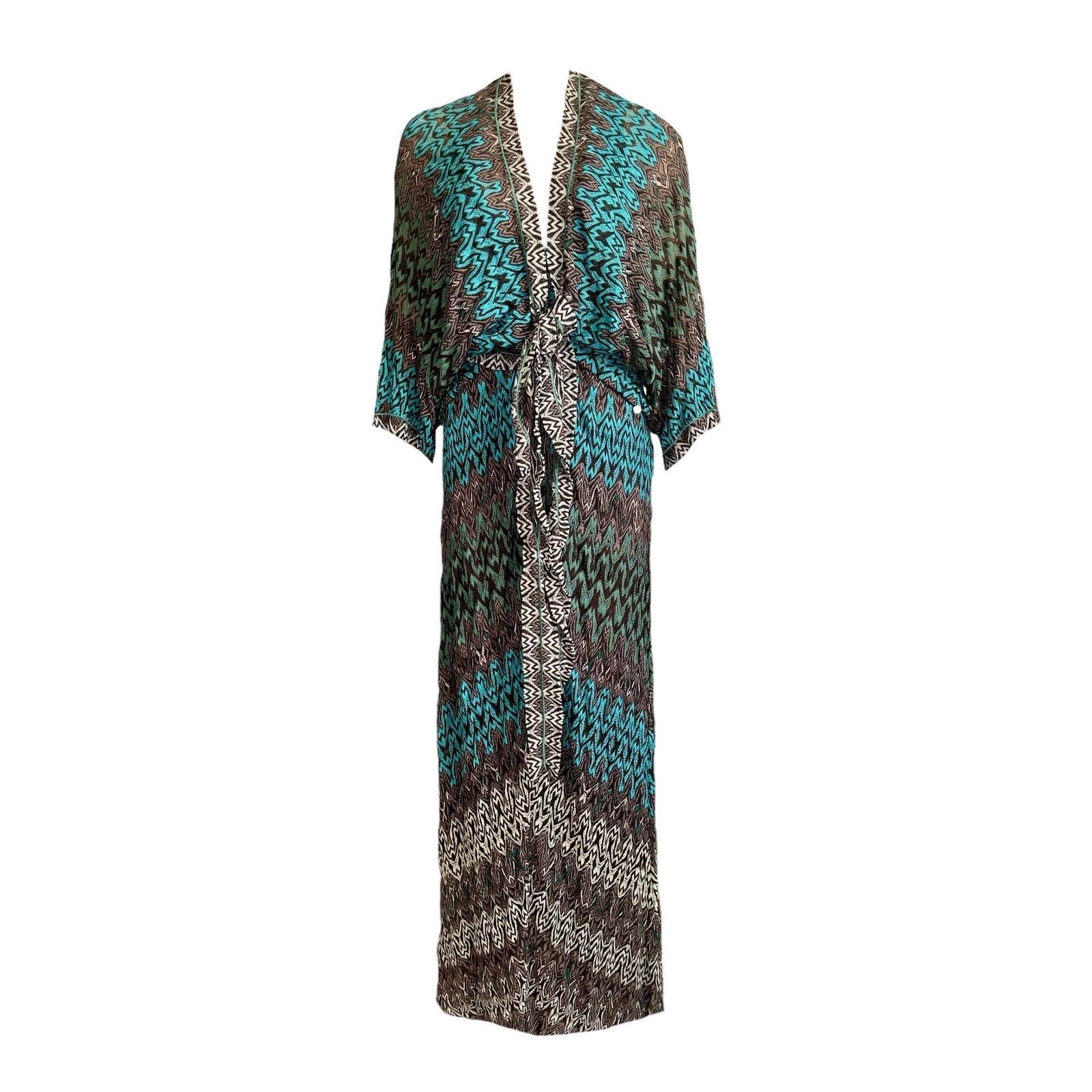 NEW Missoni 2PCS Dramatic Deep Neck Crochet Knit Evening Dress Gown Cardigan 40 For Sale 1